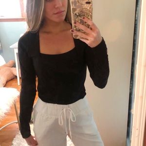 Black Square Neck Long Sleeve